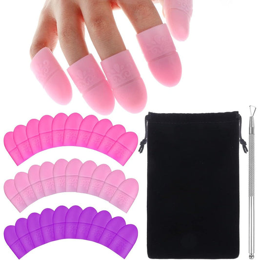 Piaopiaoniu 30 piece silicone nail polish protector set front view