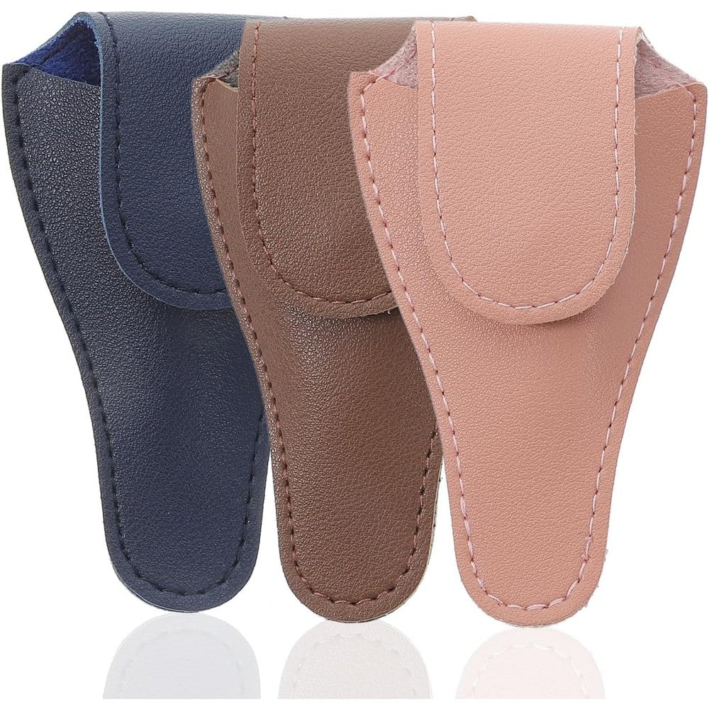 Angoily Nail Scissor Pouch 3 Pieces set displayed from the front showing premium leather texture.