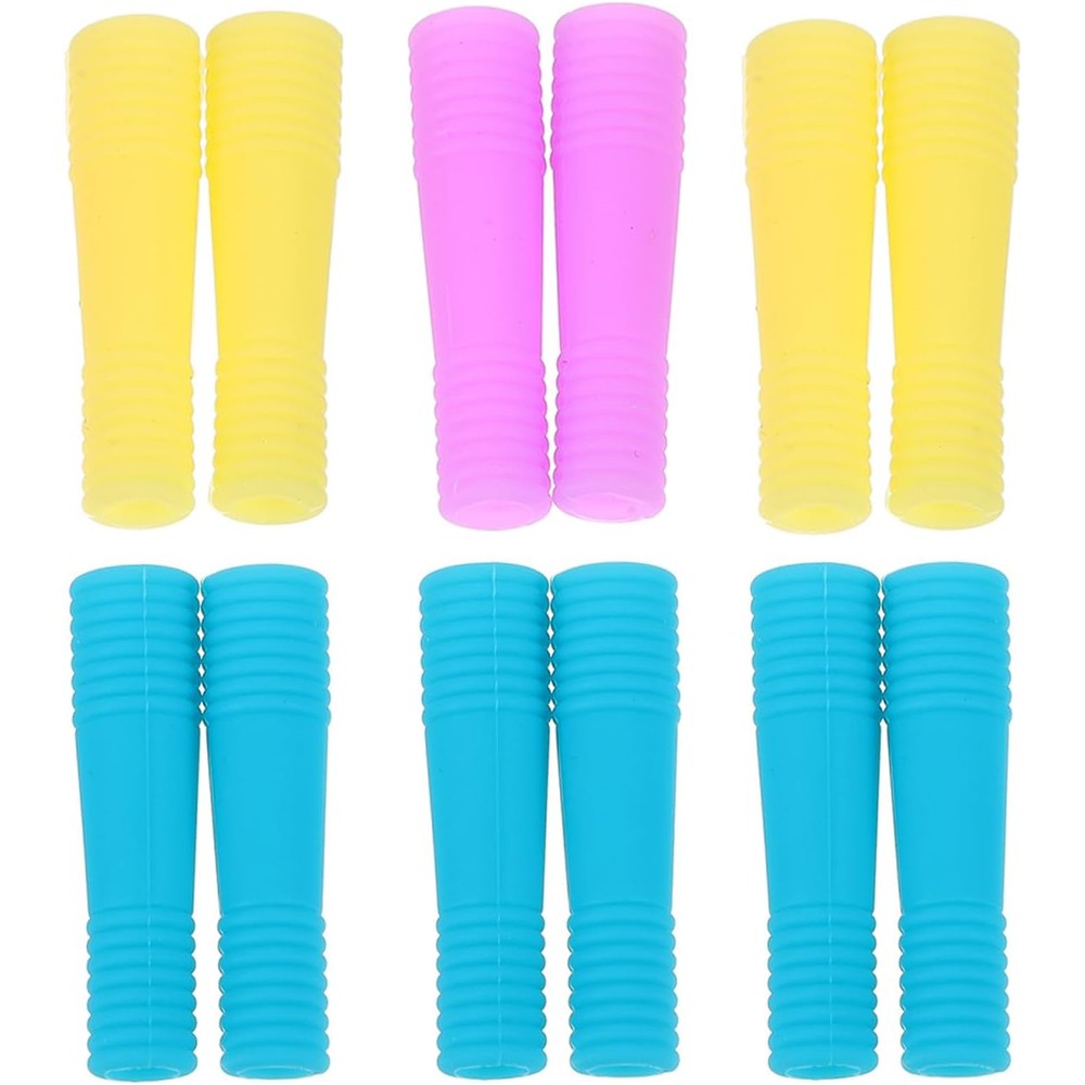 HAPINARY silicone anti slip handle covers front view showing six pairs of colorful protective sleeves for manicure scissors.
