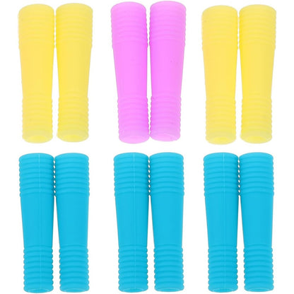HAPINARY silicone anti slip handle covers front view showing six pairs of colorful protective sleeves for manicure scissors.
