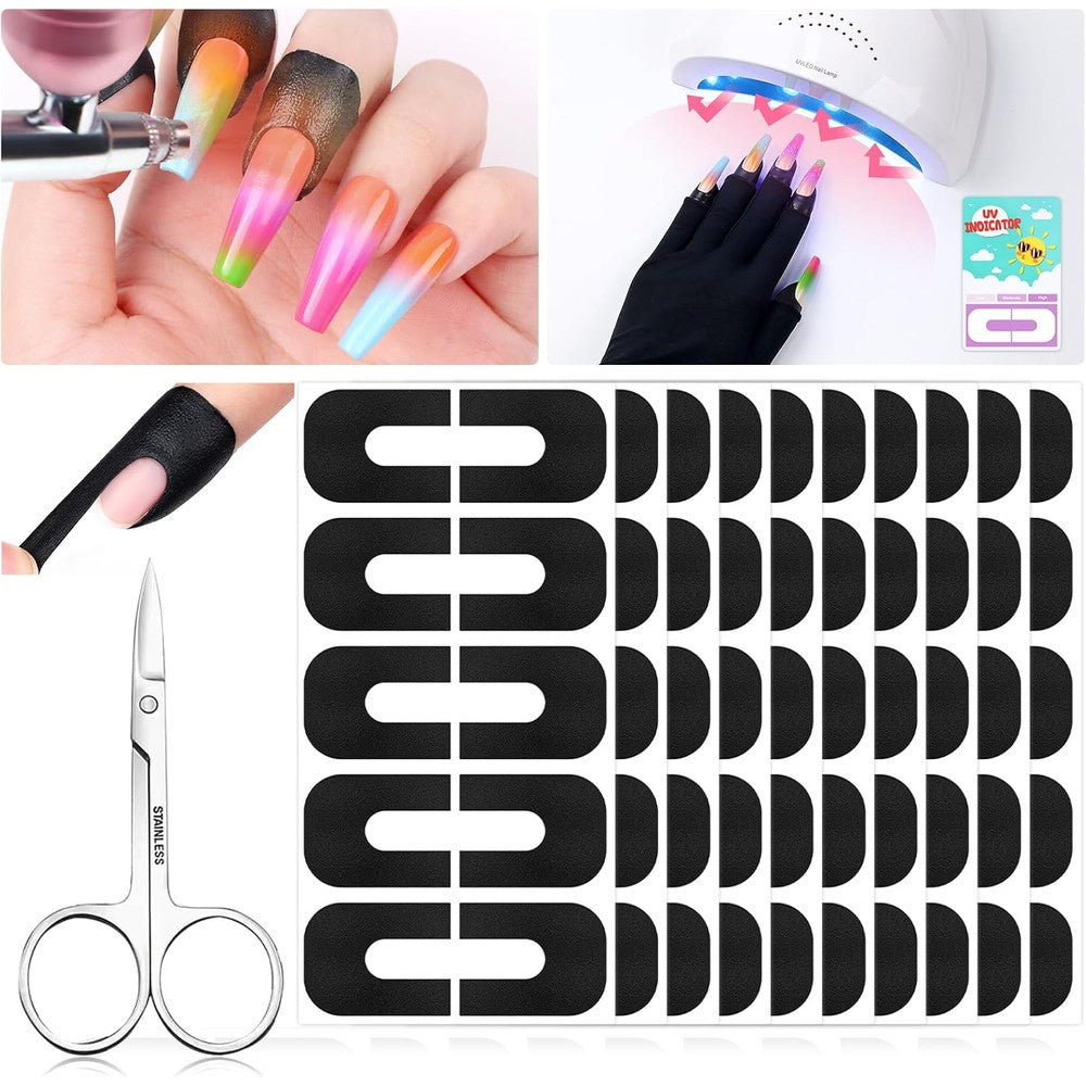 Saviland 100 Count Nail Polish Protector retail packaging front view showcasing U-shaped peel off stencils.