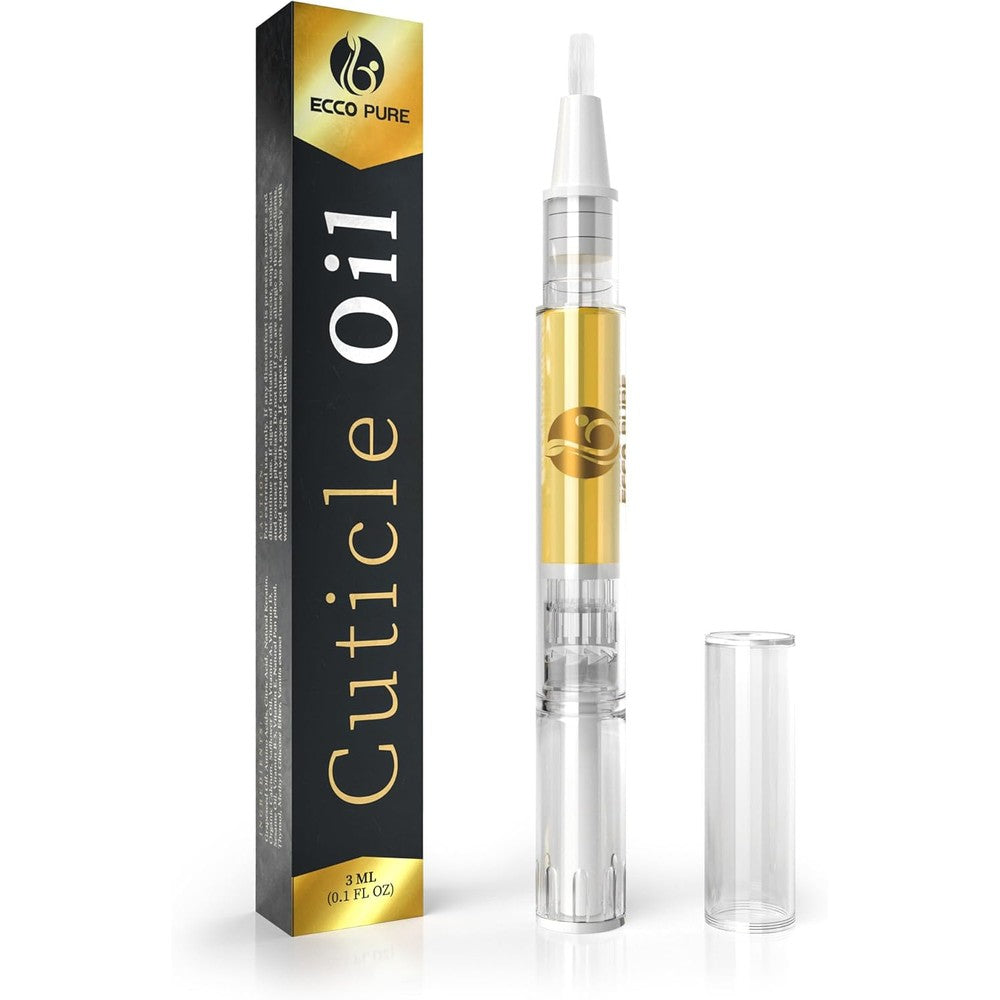 ECCO PURE Cuticle Oil Protector Pen front view showing the sleek twist applicator and soft brush tip.