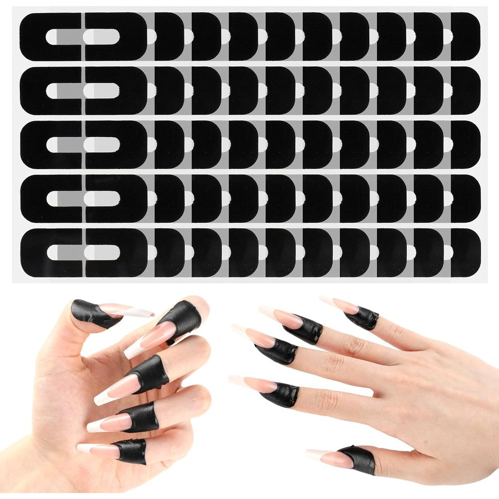 WY LIGHTING LEVEL nail polish protector 100 count front view packaging sheet showing black U-shaped stickers for cuticle protection