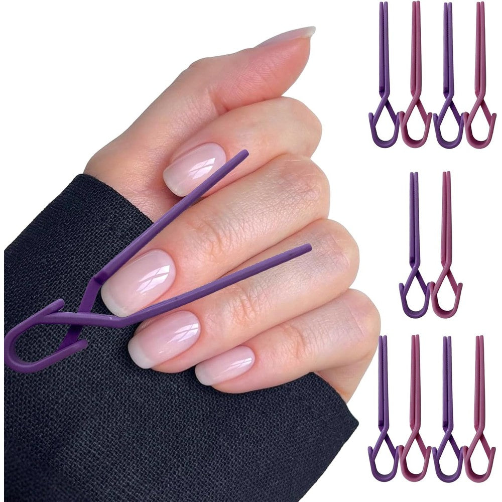 Aogigigio nail polish protector clips front view showing ten pieces in pink and lavender.