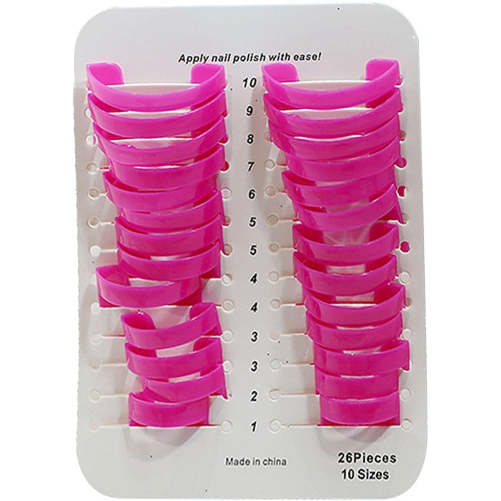 Generic reusable nail polish protector front view showing pink plastic finger shields