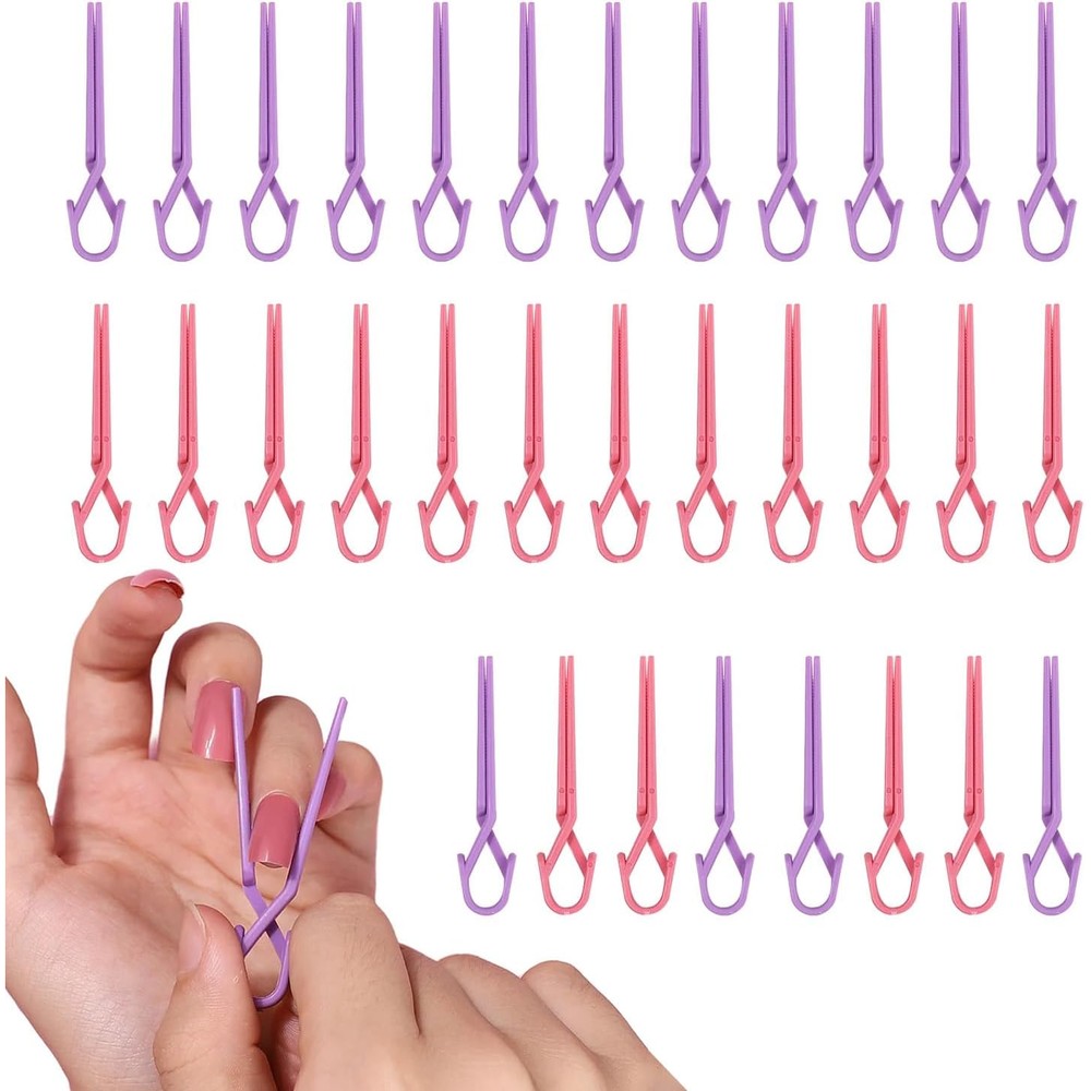 DANNEASY 30 Pieces Nail Polish Protector for Fingers front view showing acrylic manicure clips.