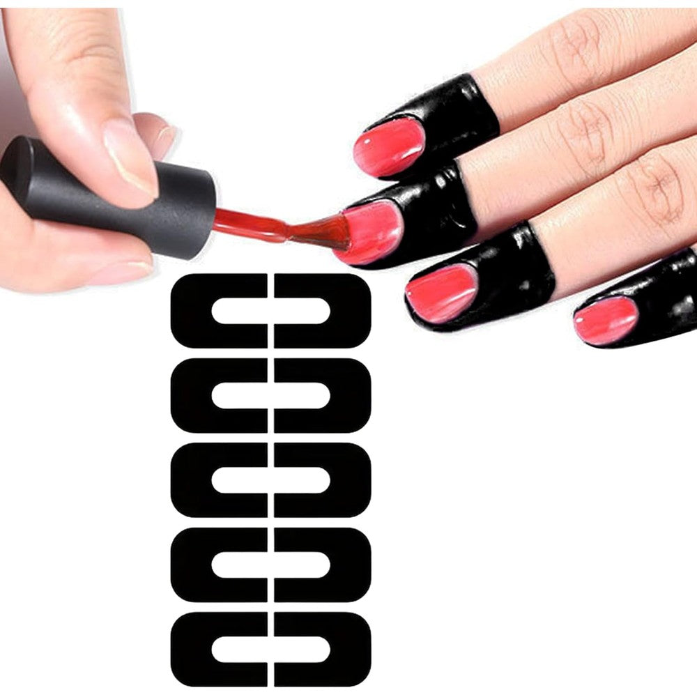 Rudra Retails nail polish protector tape front view showing black U-shaped stickers for clean manicures.