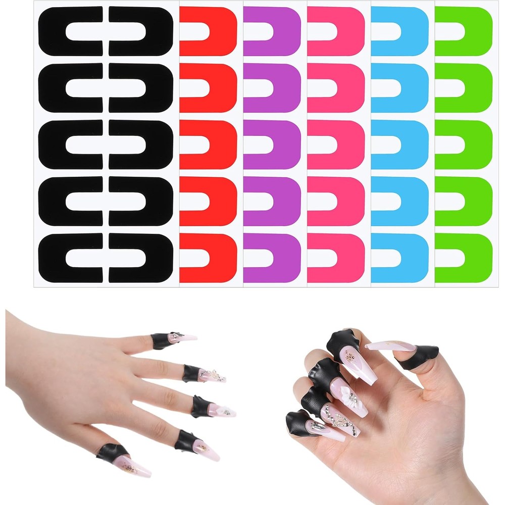 Cobee nail polish protector stickers pack showing multi-colored U-shaped finger cuticle guards front view