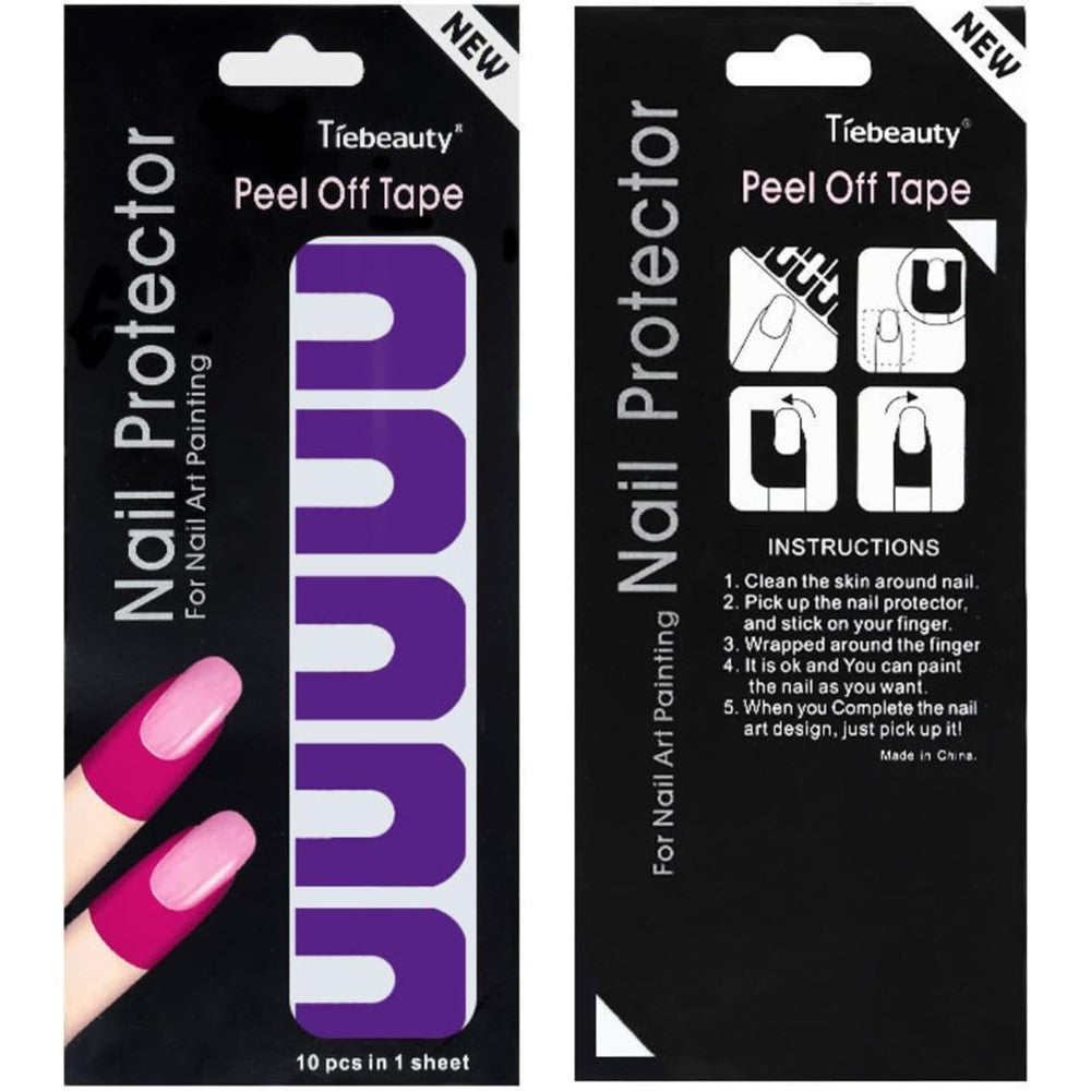 Shivstor U-shaped nail polish protector stickers sheet front view displaying ten adhesive cuticle guards