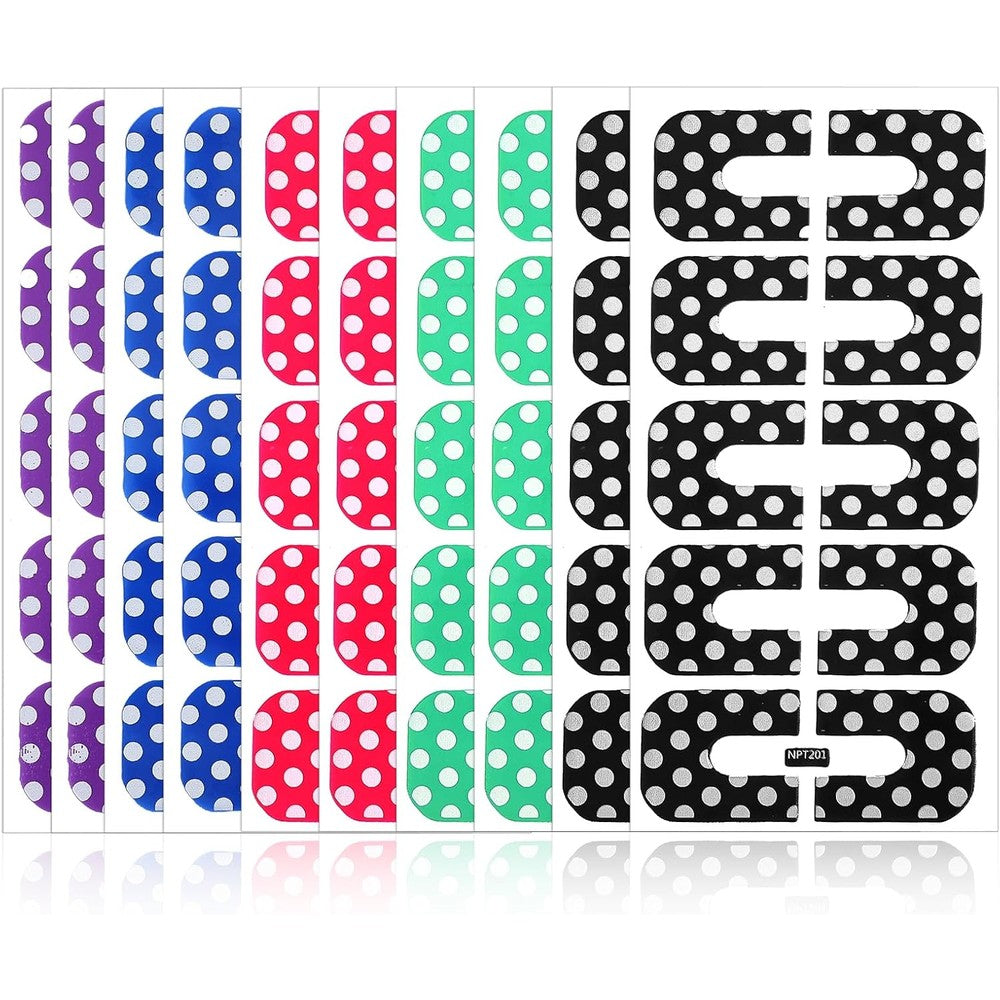 Oruola nail polish protector 100 count pack front view showing colorful U-shape stickers