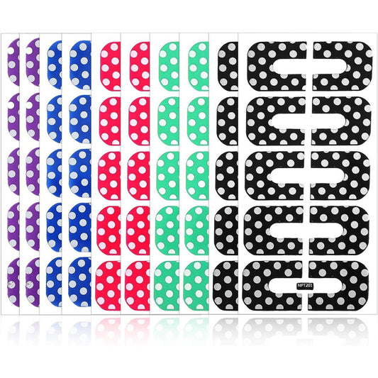Oruola nail polish protector 100 count pack front view showing colorful U-shape stickers