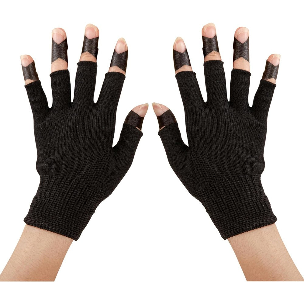 Bouttarro black UV protection fingerless gloves front view for nail art