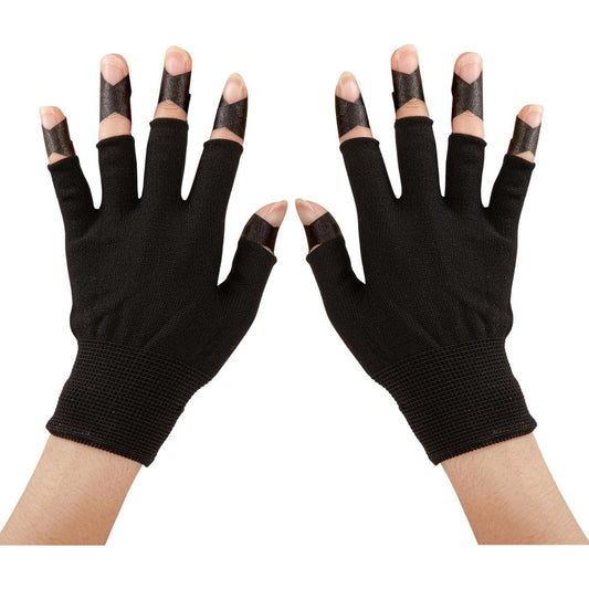 Bouttarro black UV protection fingerless gloves front view for nail art