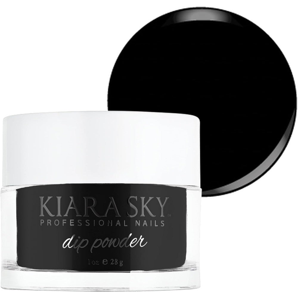 Kiara Sky Dip Powder Black To Black 1 Ounce jar front view