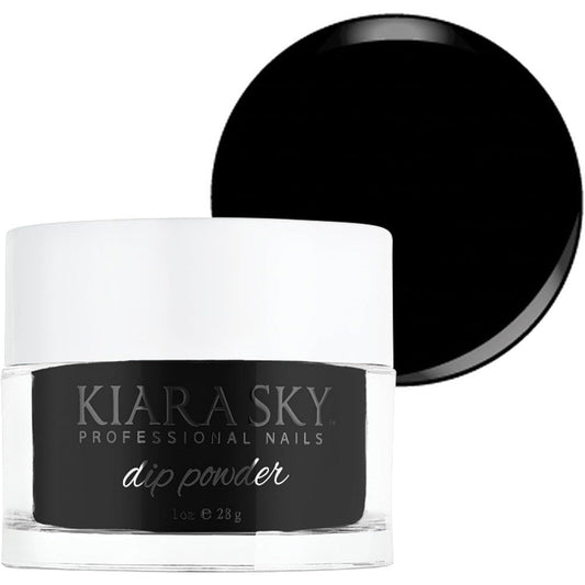 Kiara Sky Dip Powder Black To Black 1 Ounce jar front view