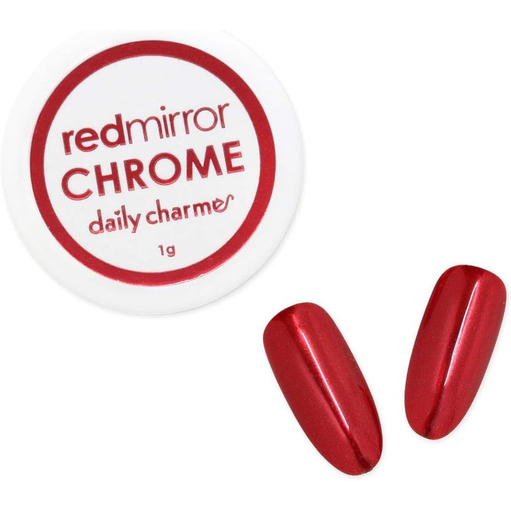Daily Charme Mirror Chrome Nail Powder red front view
