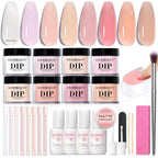 Azurebeauty dip powder nail kit front view showcasing 8 translucent colors and bottles.