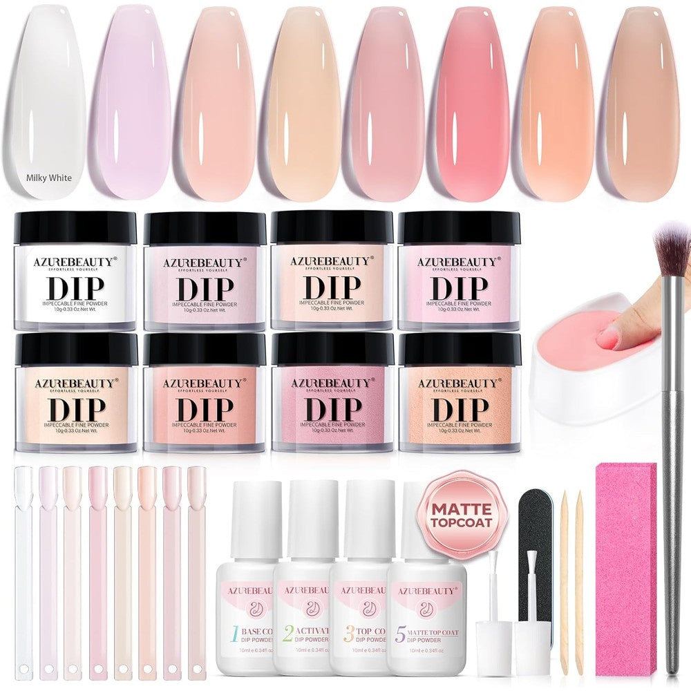 Azurebeauty dip powder nail kit 8 colors front view