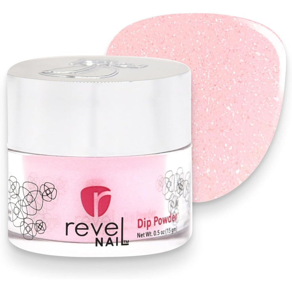 Revel Nail Bubbly light pink shimmer dip powder jar front view