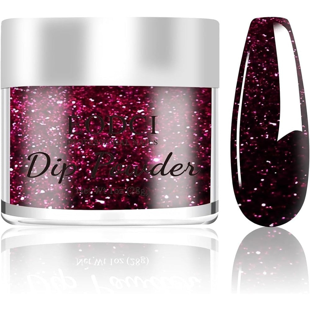 Eodci Wine Red Glitter Dip Powder 1 Ounce front view