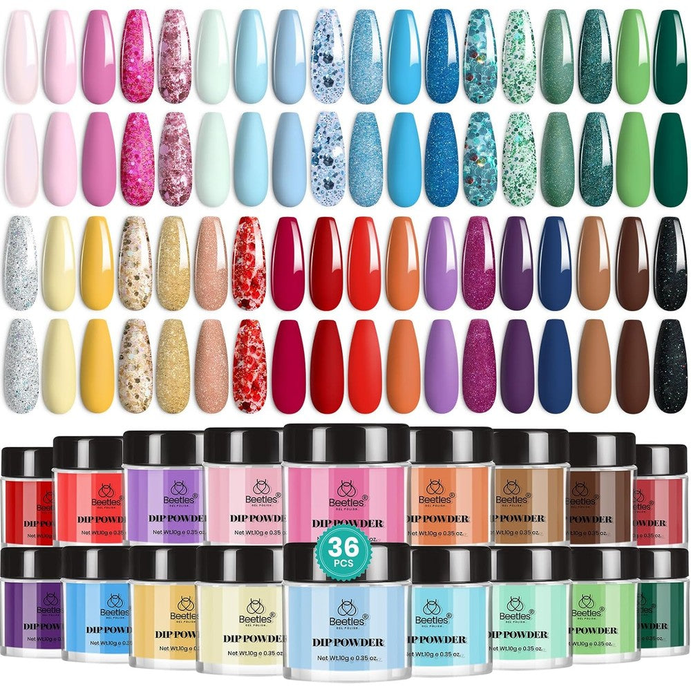 Beetles dip powder nail kit 36 colors front view