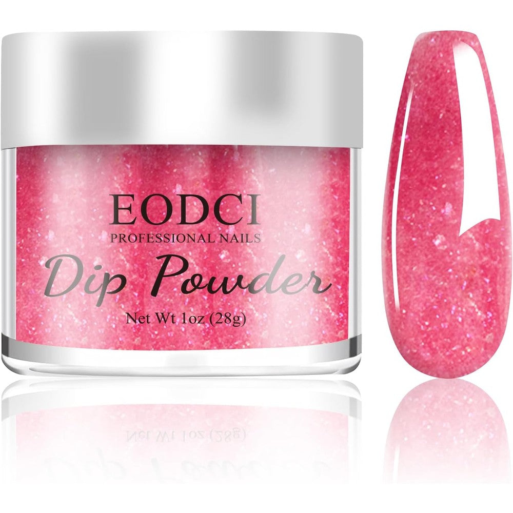 Eodci glitter pink dip powder jar front view