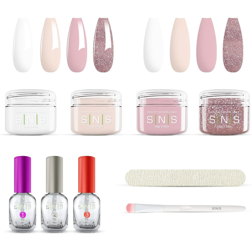 SNS Dip Powder Nail Kit Pink and Sparkles front view packaging