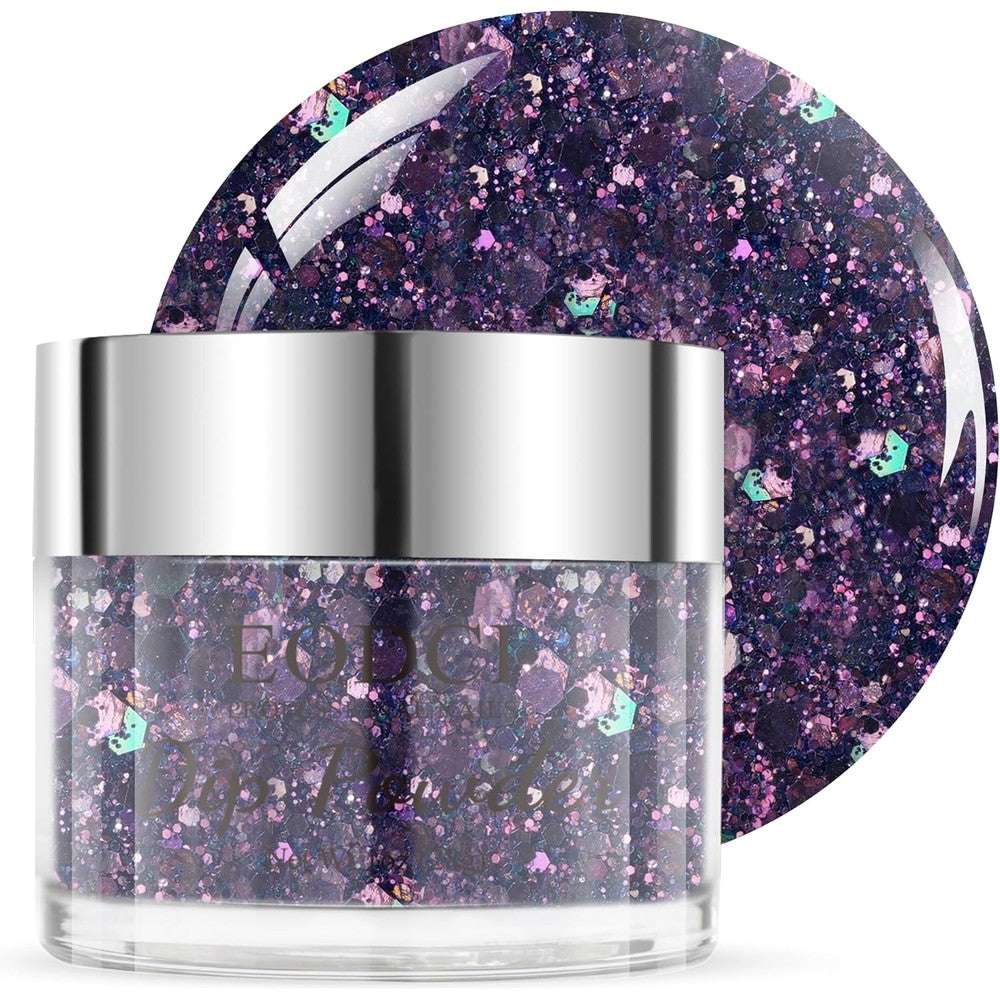 Eodci Glitter Chameleon Dark Blue Dip Powder front view jar