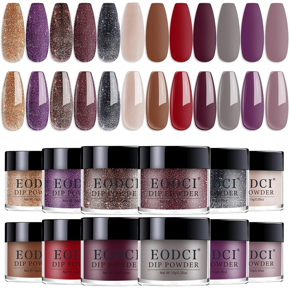 Eodci 12 piece nail dip powder kit front view