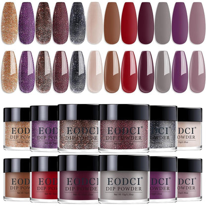 Eodci 12 piece nail dip powder kit front view