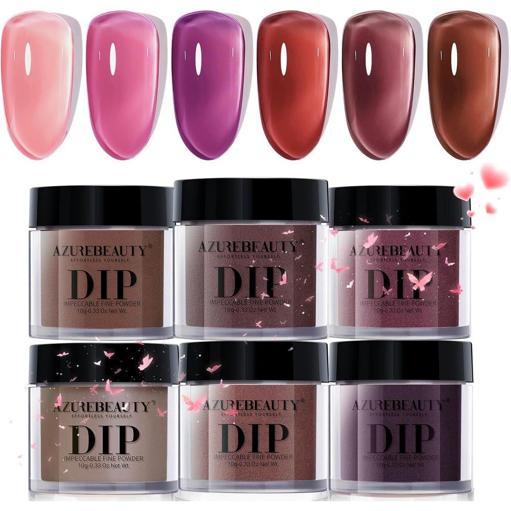 Azurebeauty 6 piece blush pink jelly dip powder set front view
