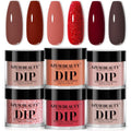 Azurebeauty dip powder front view of the 6-color brown red glitter set