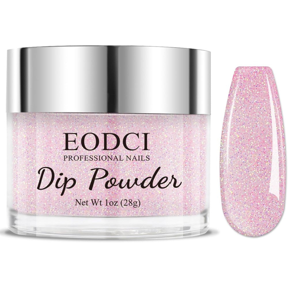 Eodci dip powder glitter pink 28 gram jar front view