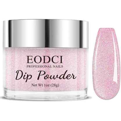 Eodci dip powder glitter pink 28 gram jar front view