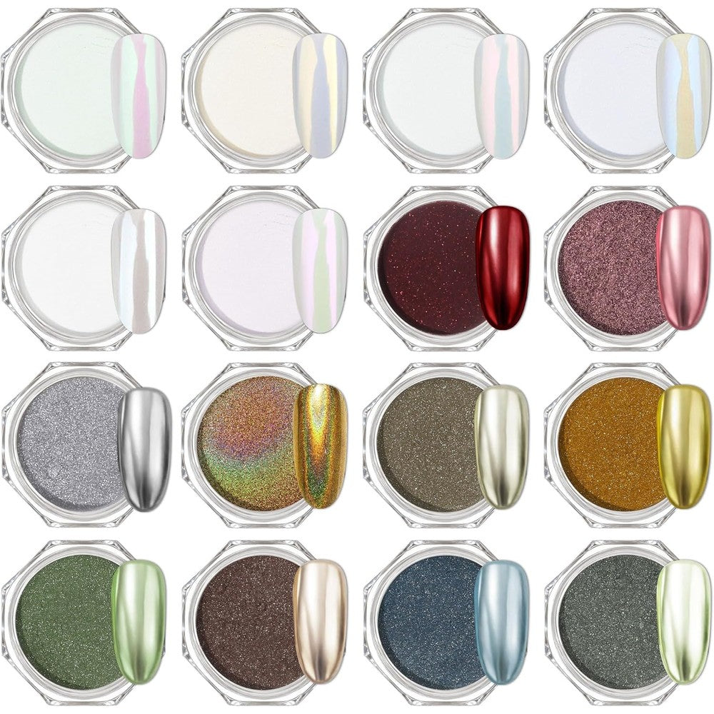 Artdone 16 Jars Chrome Nail Powder Kit front view