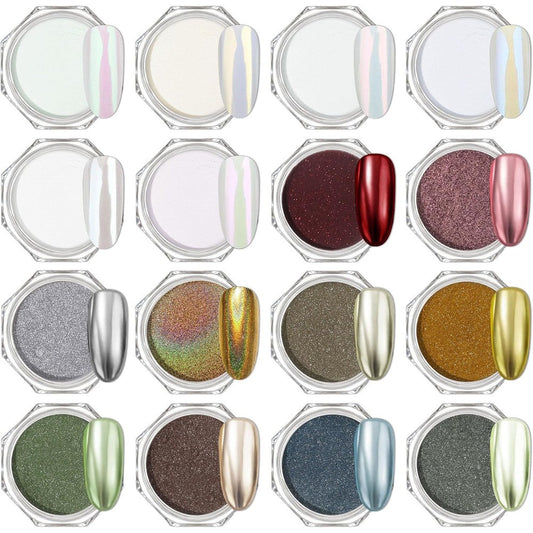 Artdone 16 Jars Chrome Nail Powder Kit front view