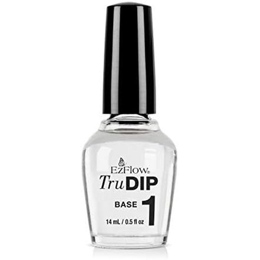 EzFlow TruDIP 3-Step Acrylic Dip System Step 1 Base Coat front view bottle showing professional nail resin formula.