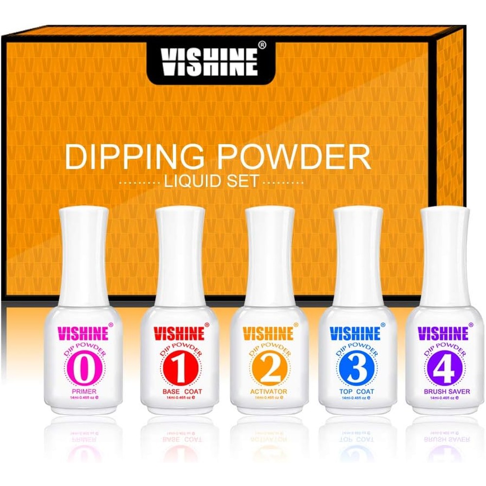 Vishine Dip Powder Liquid Set 5 pieces packaging front view