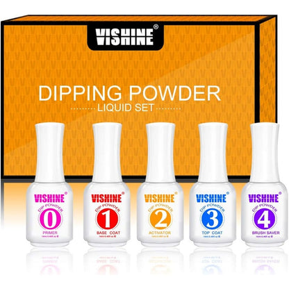 Vishine Dip Powder Liquid Set 5 pieces packaging front view