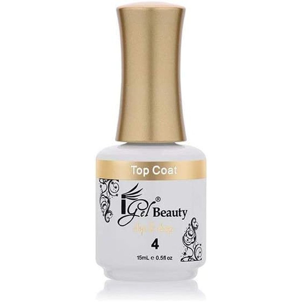 iGel Beauty Professional Dipping System Dip And Dap Top Coat 0.5 Fluid Ounce bottle front view showing clear professional finishing liquid.