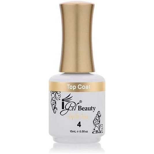 iGel Beauty Professional Dipping System Dip And Dap Top Coat 0.5 Fluid Ounce bottle front view showing clear professional finishing liquid.