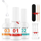 Eodci dip powder liquid set front view with three bottles