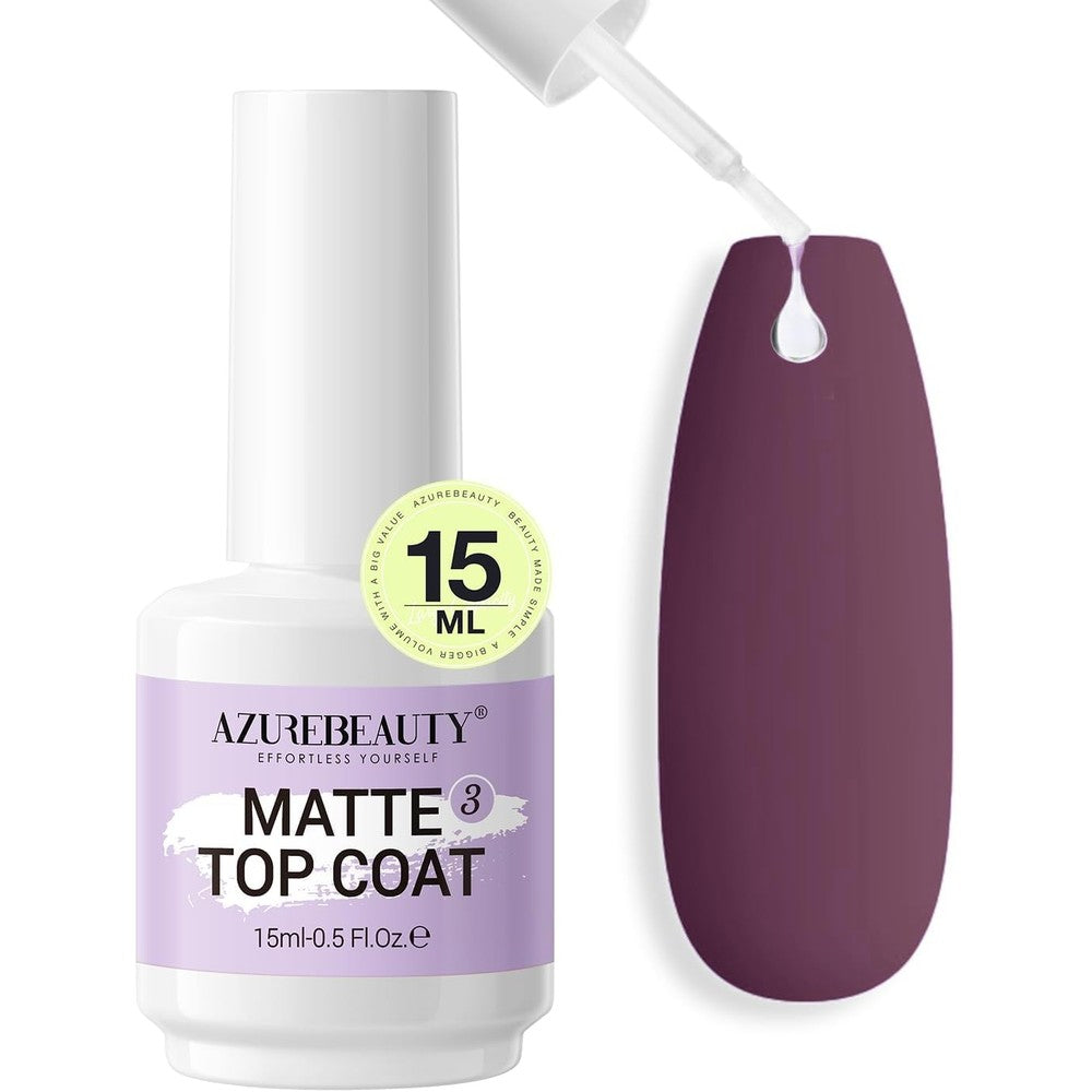AZUREBEAUTY Matte Dip Powder Top Coat 15ml bottle front view professional nail liquid