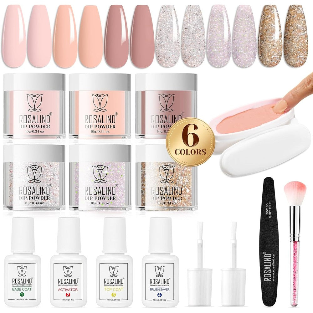 Rosalind 13 Piece Dip Powder Nail Kit front view showing colors and liquids