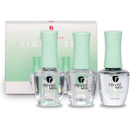 Revel Nail Sensitive Dip Powder Liquid Set bottles front view for professional manicures