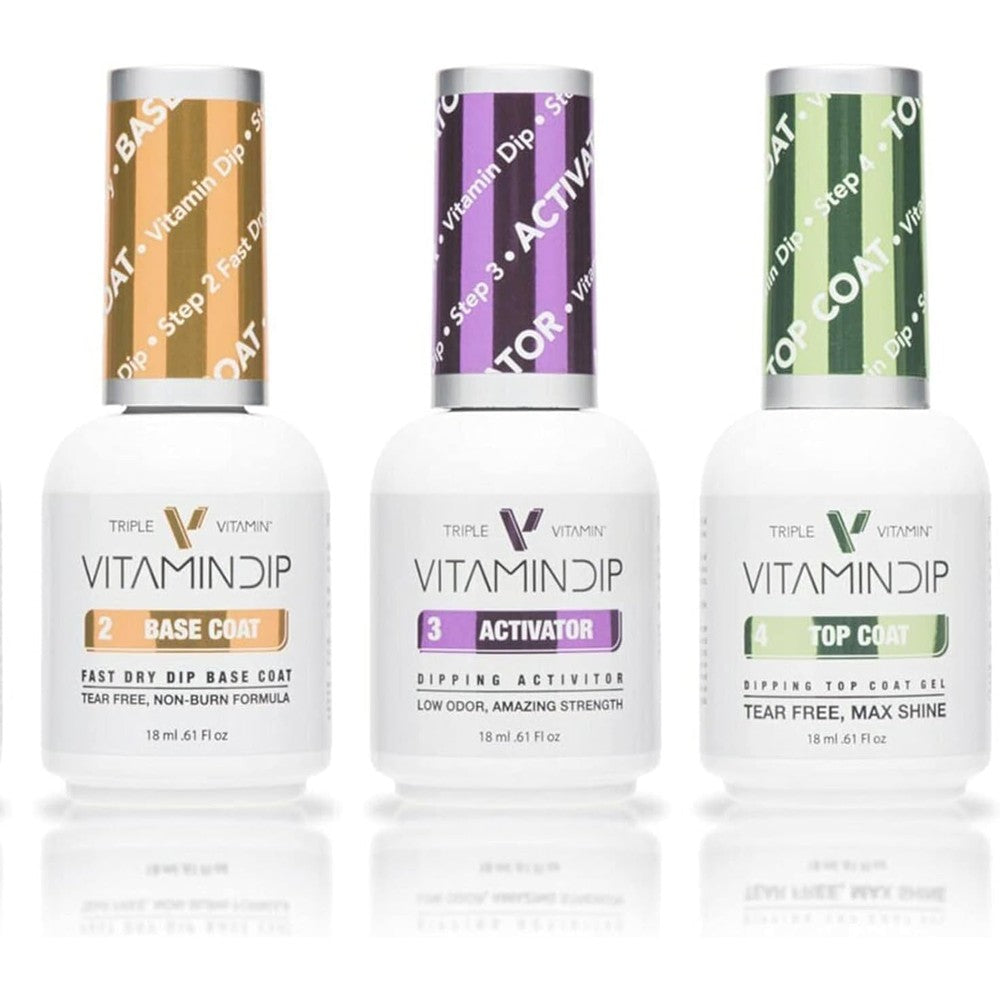 Triple Vitamin Dip Powder Nail Liquid Set bottles front view