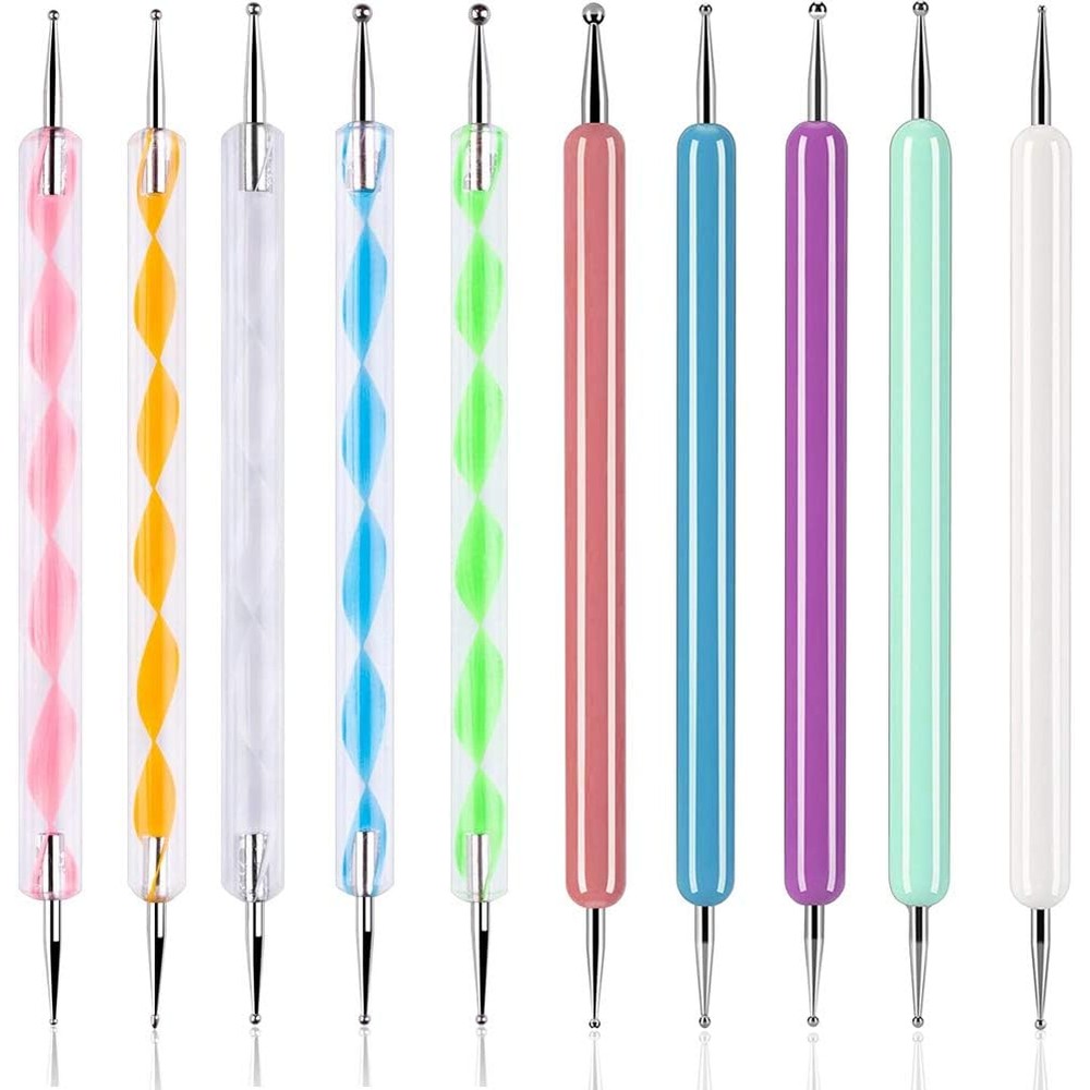 ABenkle 10-piece art dotting tools set front view showing colorful acrylic handles