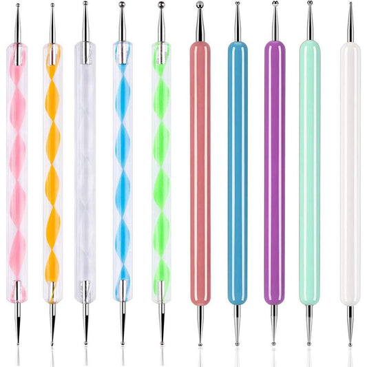 ABenkle 10-piece art dotting tools set front view showing colorful acrylic handles