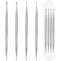 Mozeat Lens professional ball end nail art dotting tools front view showcasing four stainless steel dual ended styling pens