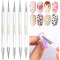 SAVILAND Quick Paint Dotting Tools Nail Art Pen five piece kit front view showcasing transparent handles and multi size tips.